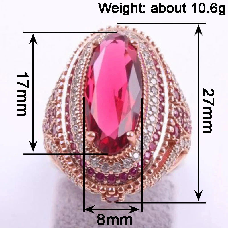 Huitan Noble Wome Ring Elegant Party Engagement Fashion Accessories for Lady Charming Anniversary Gift Inlaid Shiny Red Oval CZ