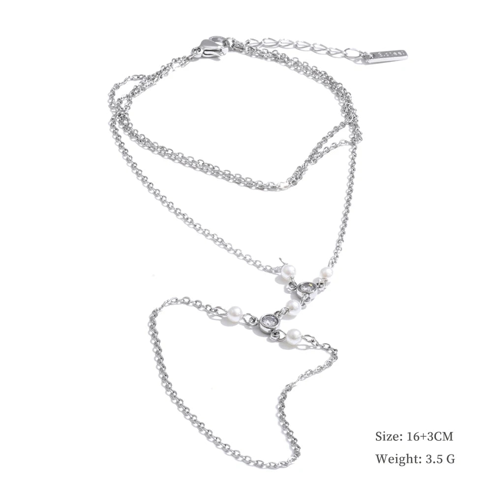 Yhpup Hot Style Zirconia Round Back of Hand Chain Finger Bracelet Bangle Stainless Steel Chic Fashion Jewelry Wholesale 2025 New