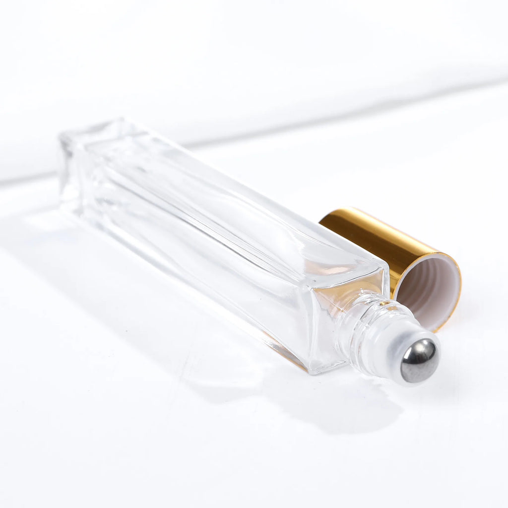 20 PCS Perfume Bottle 10ml Glass Roll on Bottle Luxury Perfume Atomizer Travel Portable Sample Test Essential Oil Roll-On Bottle