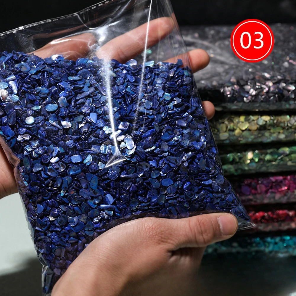 100g Abalone Shell Fragments – Smooth New Zealand Natural Shell Nail Art Accessories for a Unique and Elegant DIY Manicure Look