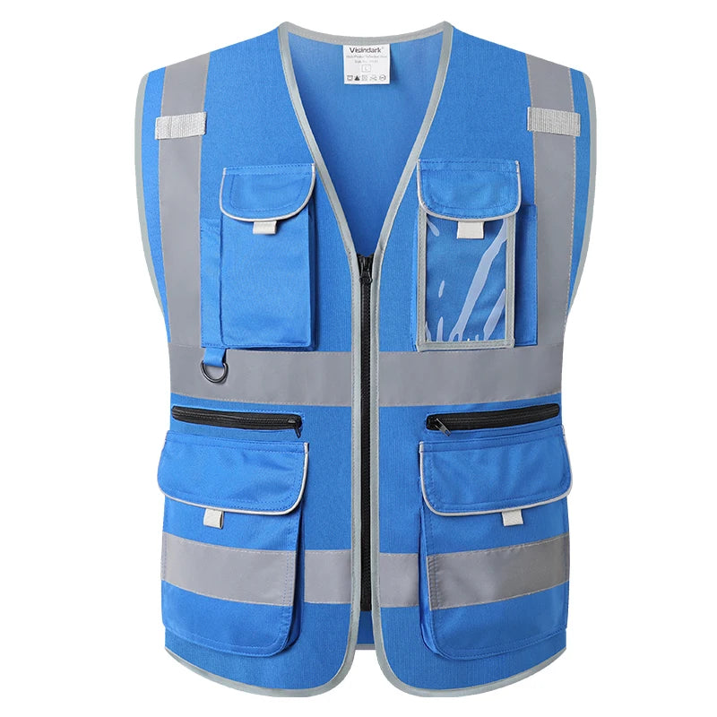 Multi Pockets Class 2 Night Working Vest Men Construction Work Clothes