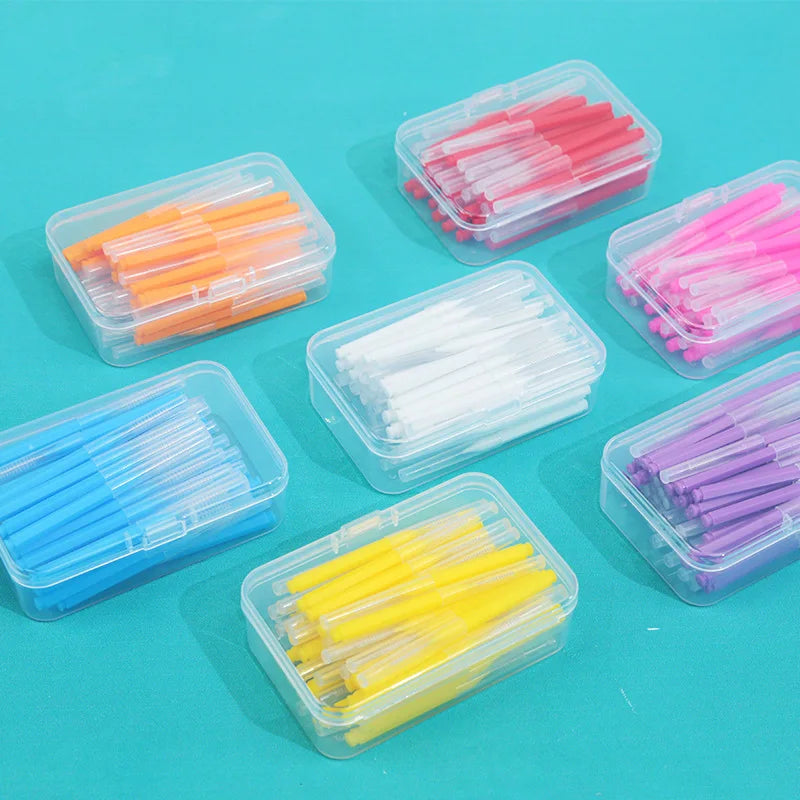 0.6-1.5mm Interdental Brushes Health Care Tooth Push-Pull Removes Food And Plaque Better Teeth Oral Hygiene Tool 30Pcs/ Box