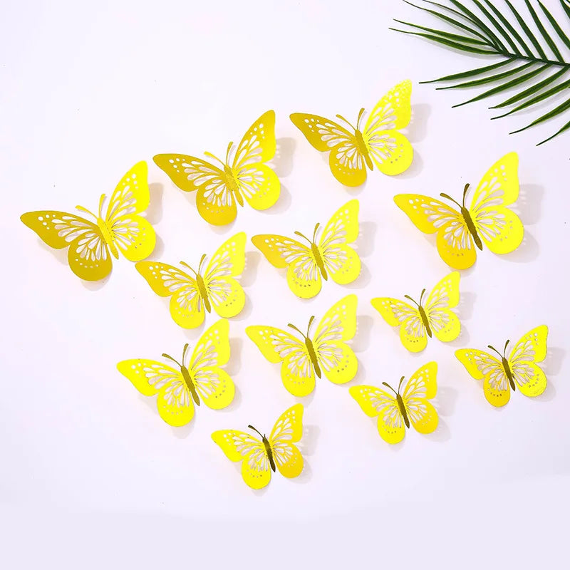 12 pcs Butterfly Cake Toppers Rose Gold for Birthday, Wedding, Engagement Occasions Dessert Decoration Cupcake Toppers DIY Gift