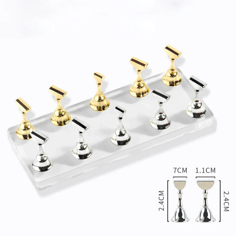 10/5Pcs Transparent Aurora Nail Stand Magnetic False Nail Tips Holder Press on Nails Display Rack Acrylic Nail Painting/Training