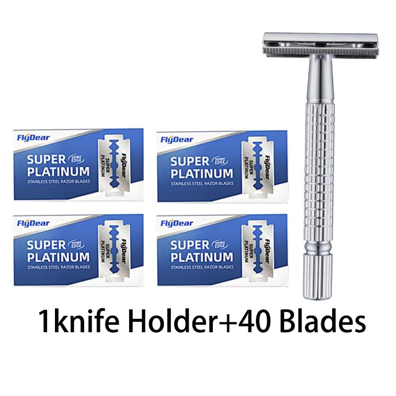 Razor Stainless Steel Double-Blade Razor Old Fashioned Razor Manual Shaving for Men