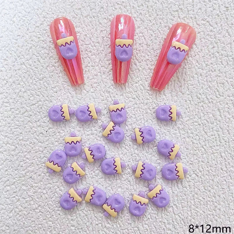 10pcs Cartoon Bunny Nail Art Charm 3D Candy Color Resin Cartoon Animal Lollipop Nail Decoration Korea Kawaii Nail Accessories