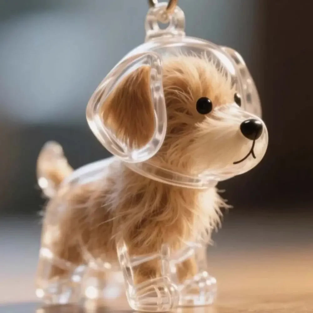 Dog Shape Dog Hair Storage Box Hair Grooming DIY Handmade Pet Hair Keychain Transparent Keyring Puppy Pendants Pet lovers