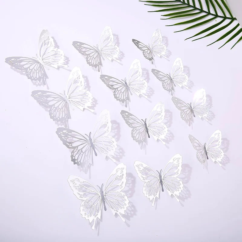 12 pcs Butterfly Cake Toppers Rose Gold for Birthday, Wedding, Engagement Occasions Dessert Decoration Cupcake Toppers DIY Gift