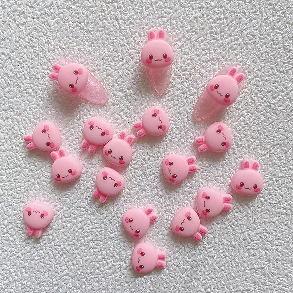 10pcs Cartoon Bunny Nail Art Charm 3D Candy Color Resin Cartoon Animal Lollipop Nail Decoration Korea Kawaii Nail Accessories