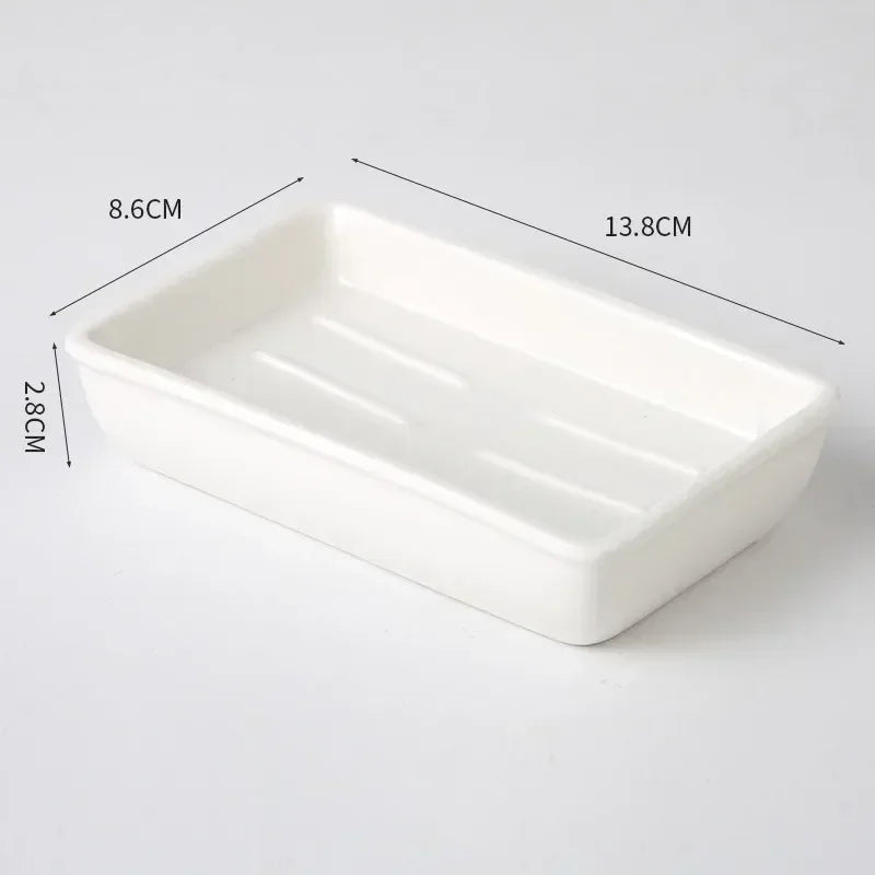 Light Luxury Soap Holder Ceramic Rectangle Household Bathroom Accessories Soap Dish Holders Restroom Organizer Kitchen Storage