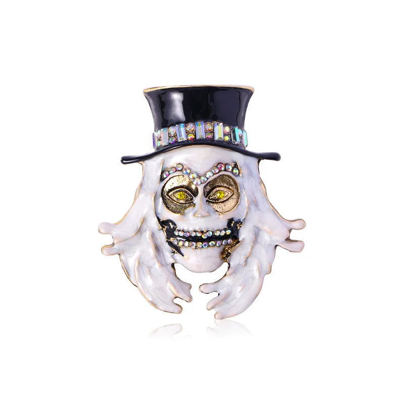 Halloween Witch Hat Brooch Terror Ghost Wizard Pin Metal Rhinestones Accessories For Men And Women Jewelry Gifts Wholesale