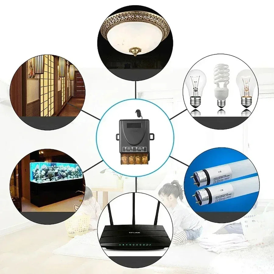 AC 75-220V DC 9-72V RF433Mhz Wireless Remote Control Switch 12V 24V 110V 220V 30A Relay Receiver for Water Pump Motor LED Light