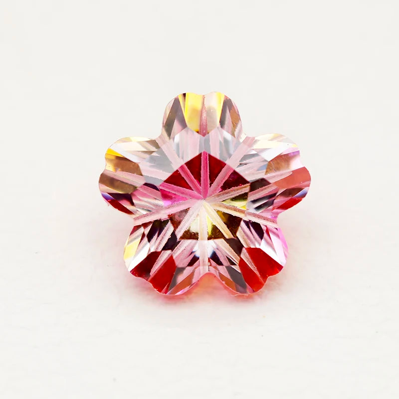 5A Pink White Colors Pentagon Sakura Cut Cut Cubic Zirconia Loose Gemstones for Jewerly Making