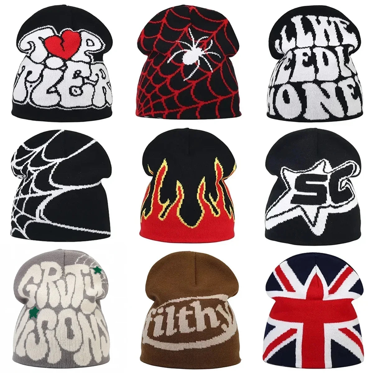 Y2K Letter Knitted Winter Autumn Beanie Cap Men Women Kanye Beanies Gorras Hombre Top Warm Skiing Hat Ear Hats Hip Hop Skullcap