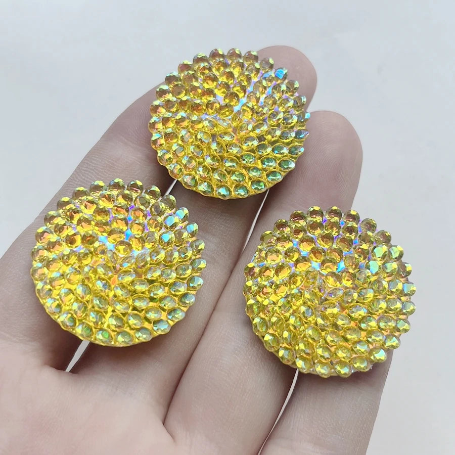 10pcs 30mm shiny round flowers Flat Back Rhinestone diy Jewelry Indigenous earrings for wedding decoration Handmade accessories