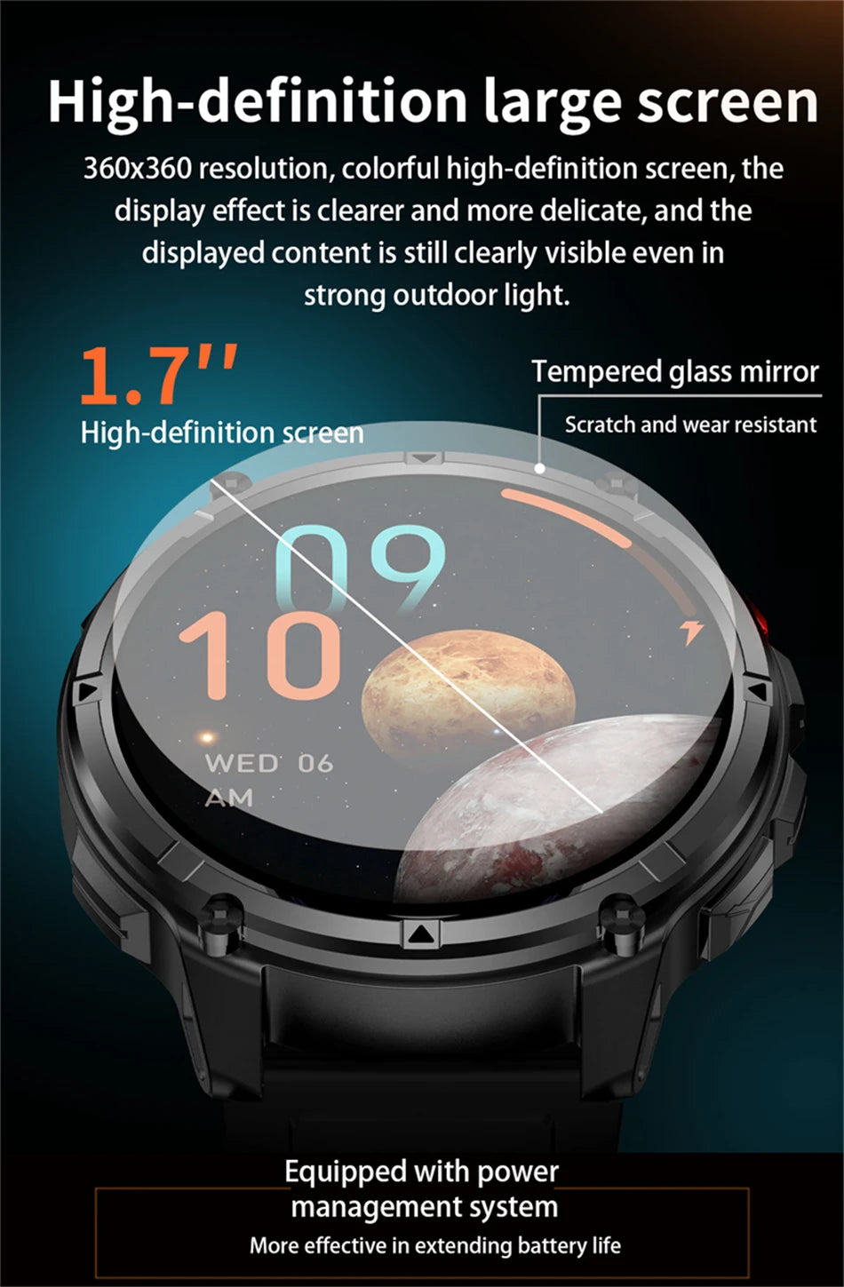 2026 GPS Sports Smart Watch 1.7-Inch AMOLED Screen Outdoor Sports Compass Heart Rate IP68 Waterproof Bluetooth Call Smartwatches