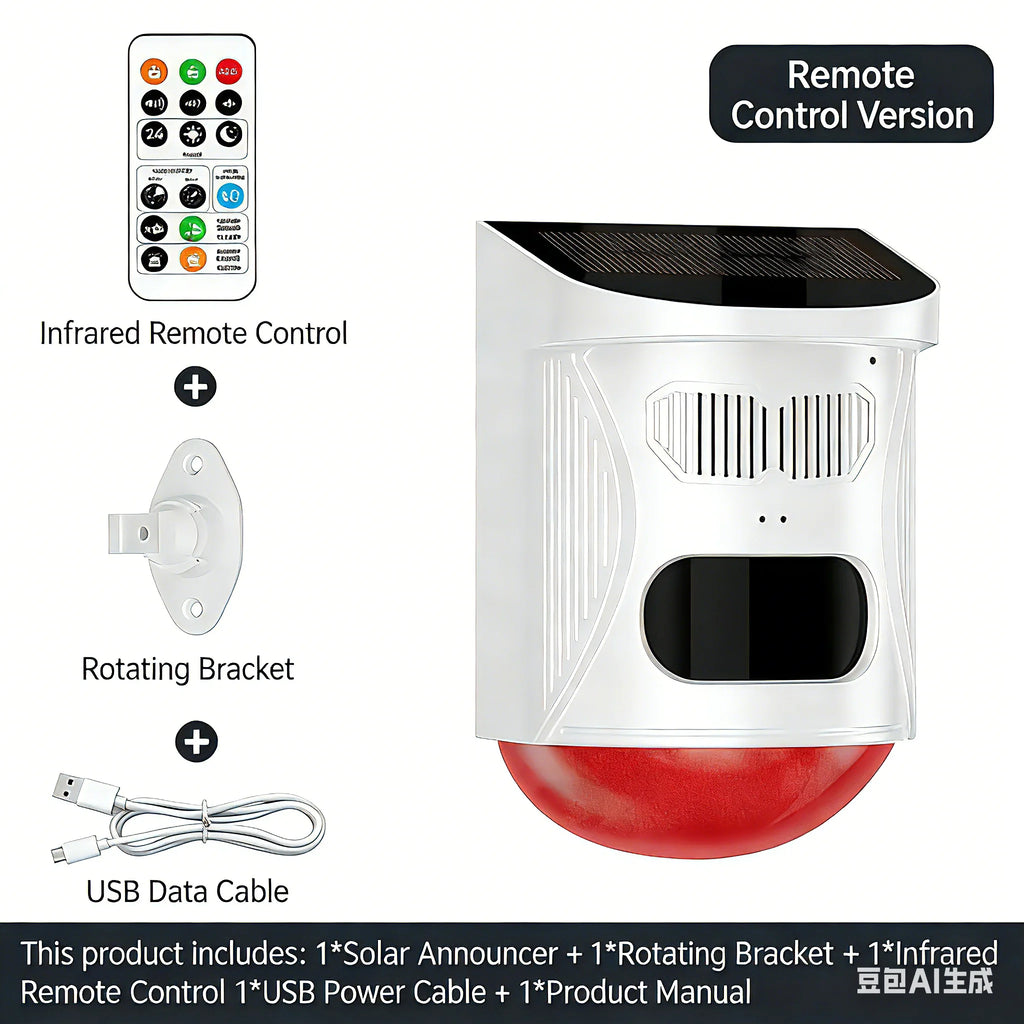 Solar Strobe Alarm Light with Motion Sensor Siren Outdoor Alarm Siren with Remote Controller 120db Sound Security Siren Light