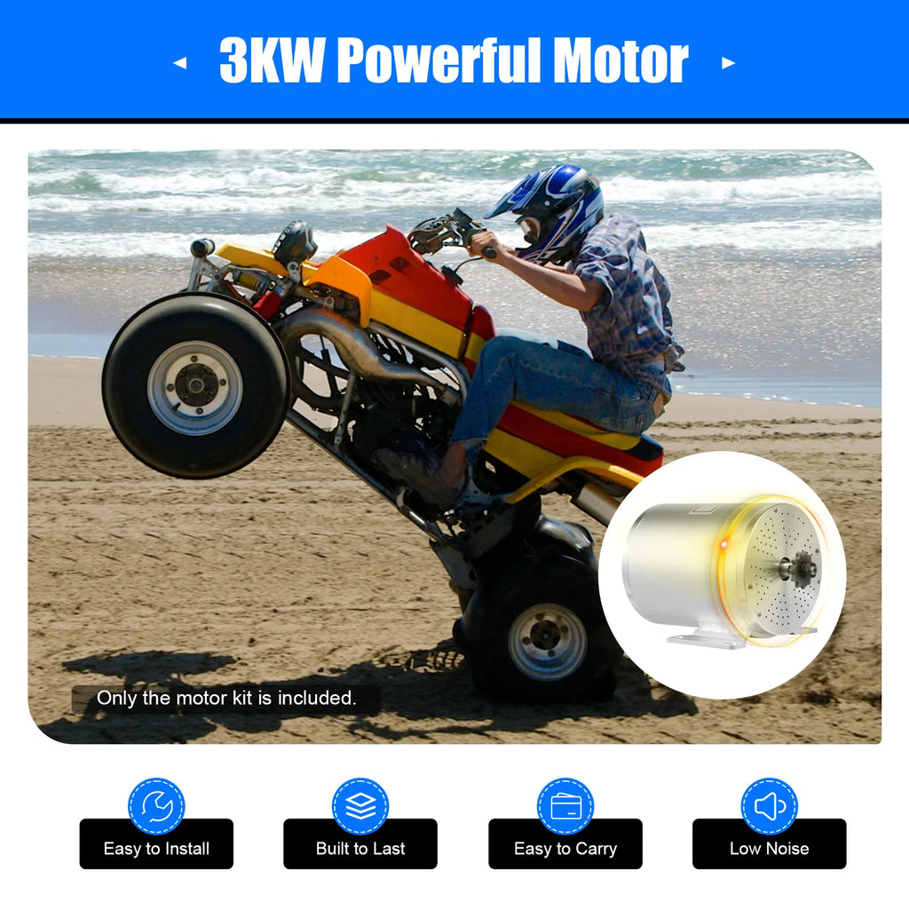 3KW Electric Brushless Motor Kit 48-72V Electric Bike Motorcycle E-Scooter Conversion Kits Controller Throttle