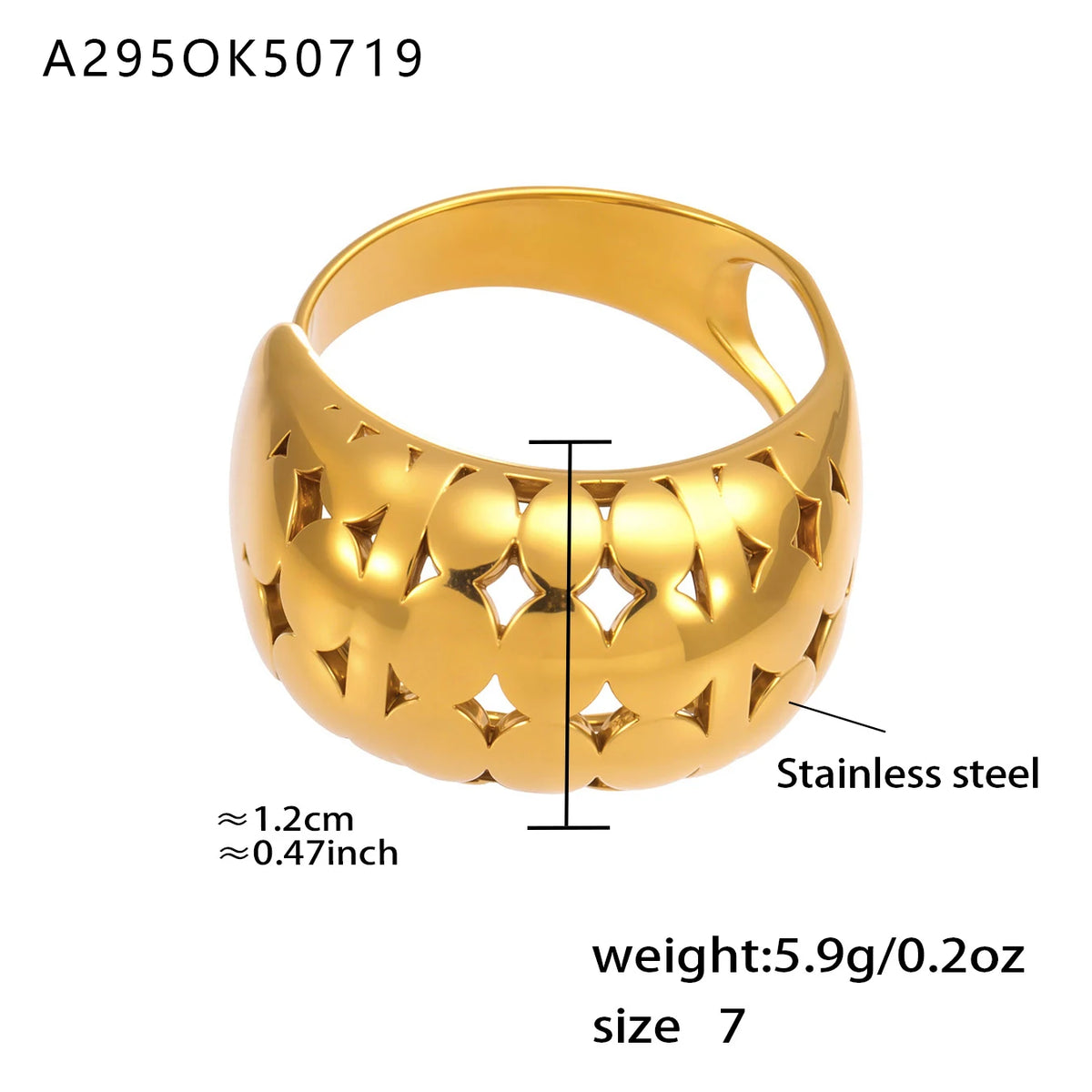 Multi-style Waterproof Gold Color Silver Chunky Ring Women's Geometric 316 Stainless Steel Ring Femme Finger Fashion Jewelry
