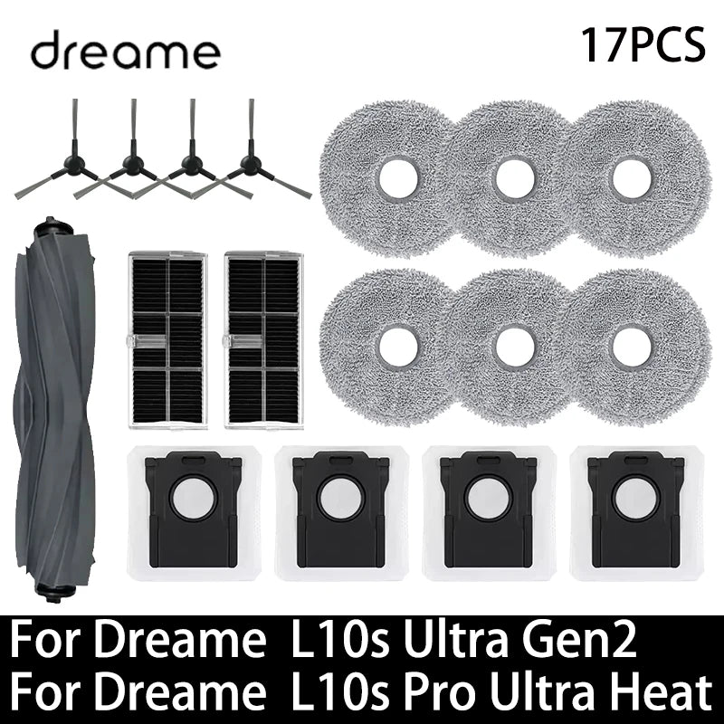 For Dreame L10s Ultra Gen2 / L10s Pro Ultra Heat Vacuum Cleaner Replacement Accessories Main Side Brush HEPA Filter Mop Dust Bag