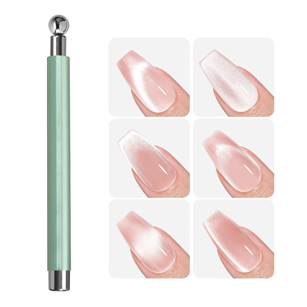 Pro Cat Eye Nail Magnet Kit — Dual-Tip Wand, Round Beads & Y/Rabbit Stencil. DIY Multi-Style Cat Eye Nails Made Easy.