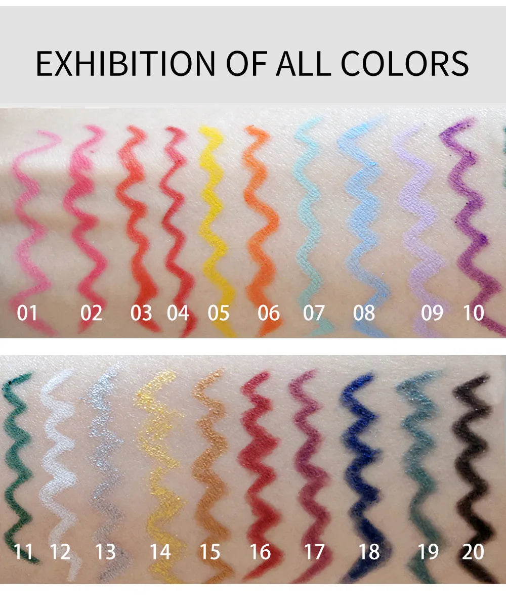 20 Colors Matte Eyeliner Gel Pencil Shine Purple Black Easy To Wear Colorful White Blue Eye Liner Pen Cream Makeup Cosmetics
