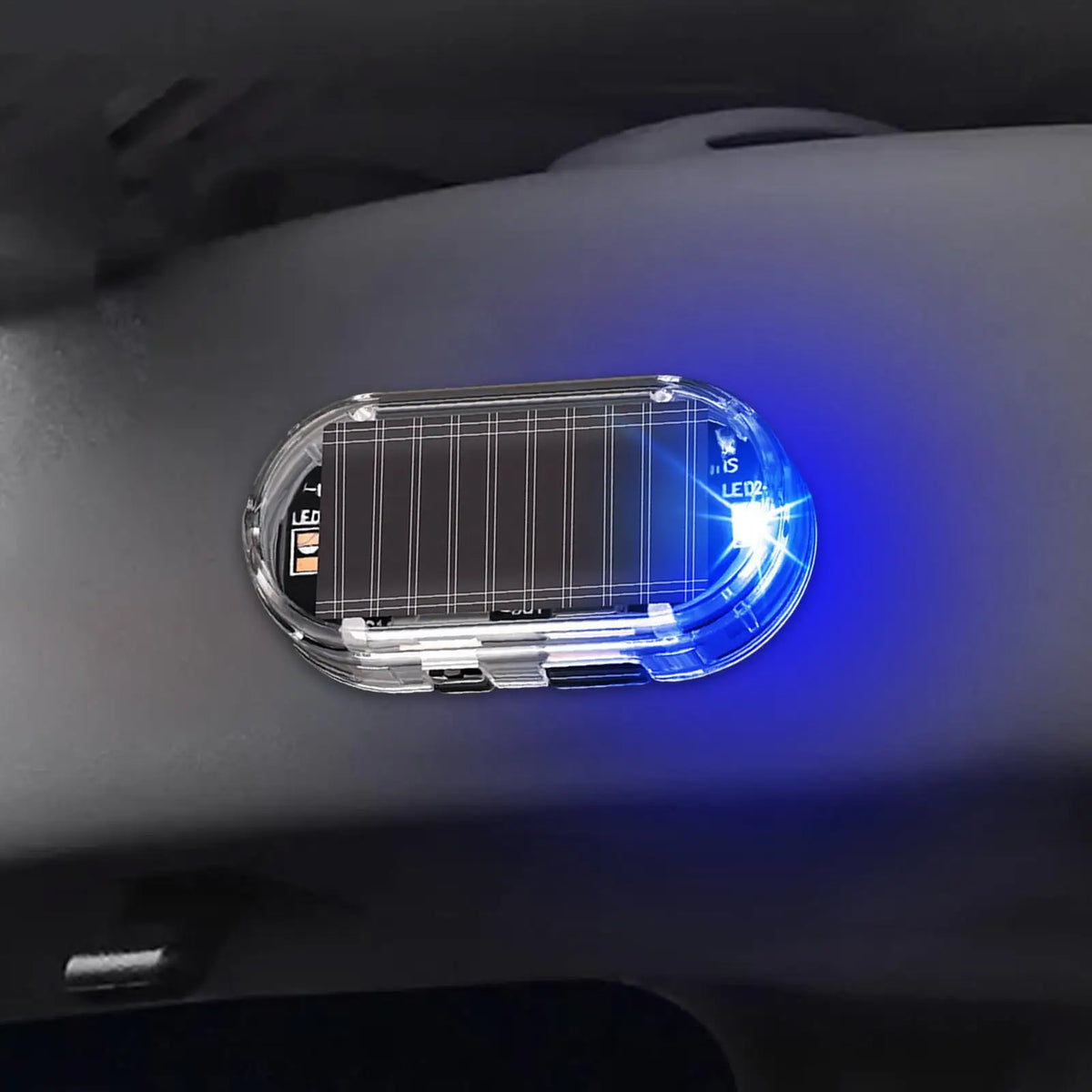 Solar Powered Car Fake Security Light Blue/Red Flashing Simulated Alarm Wireless Warning Anti-Theft Caution Lamp Strobe