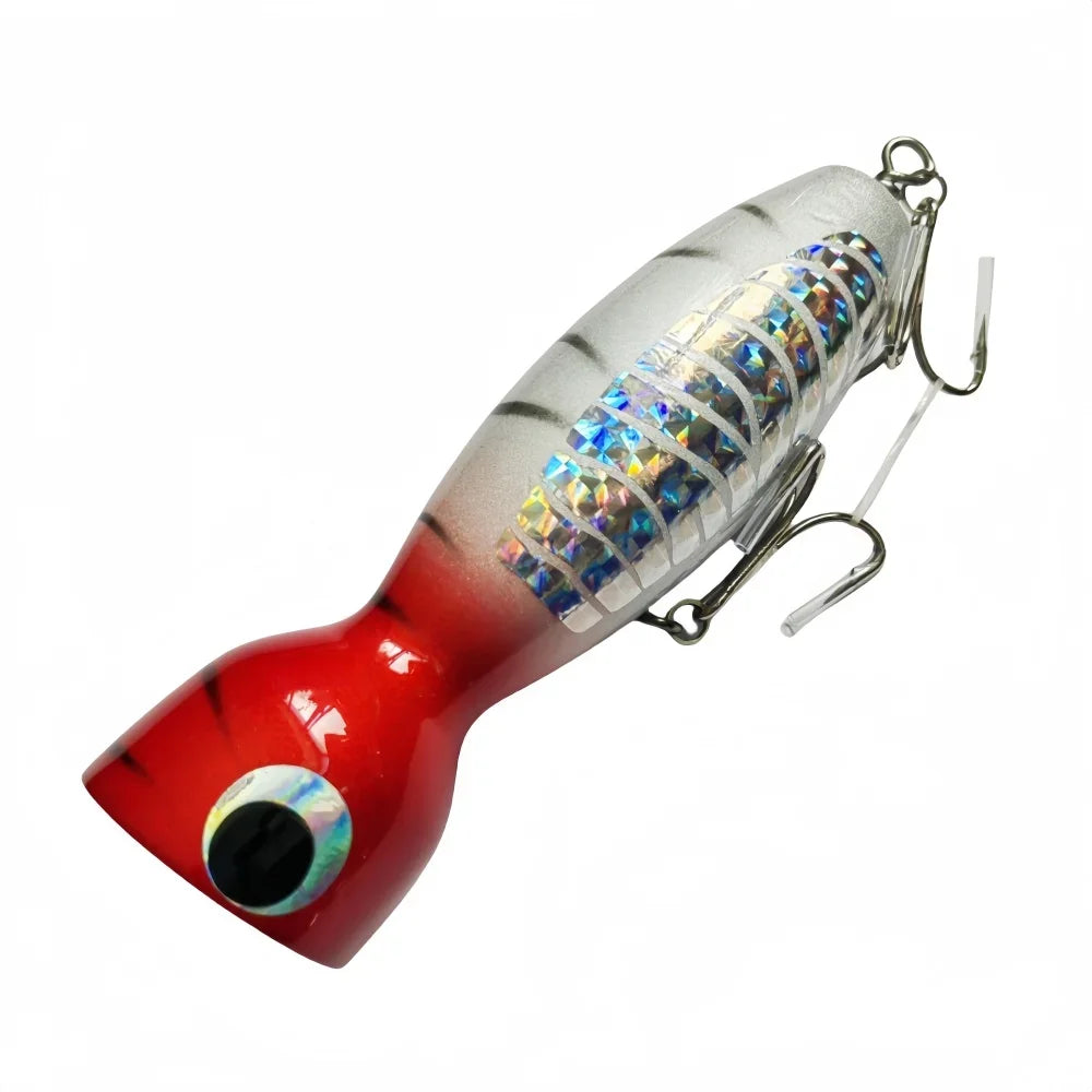 MUKUN -Big Game Popper Fishing Lures,Artificial Hard Bait for GT Saltwater Fishing,Topwater Wobbler,16cm 100g 120g