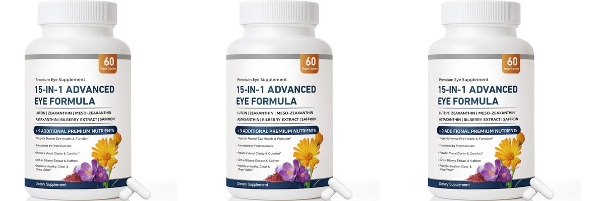 15-in-1 Advanced Eye Formula Lutein Zeaxanthin Bilberry Extract Vitamin C & E Supports Eye Health 60 Veggie Capsules for adult