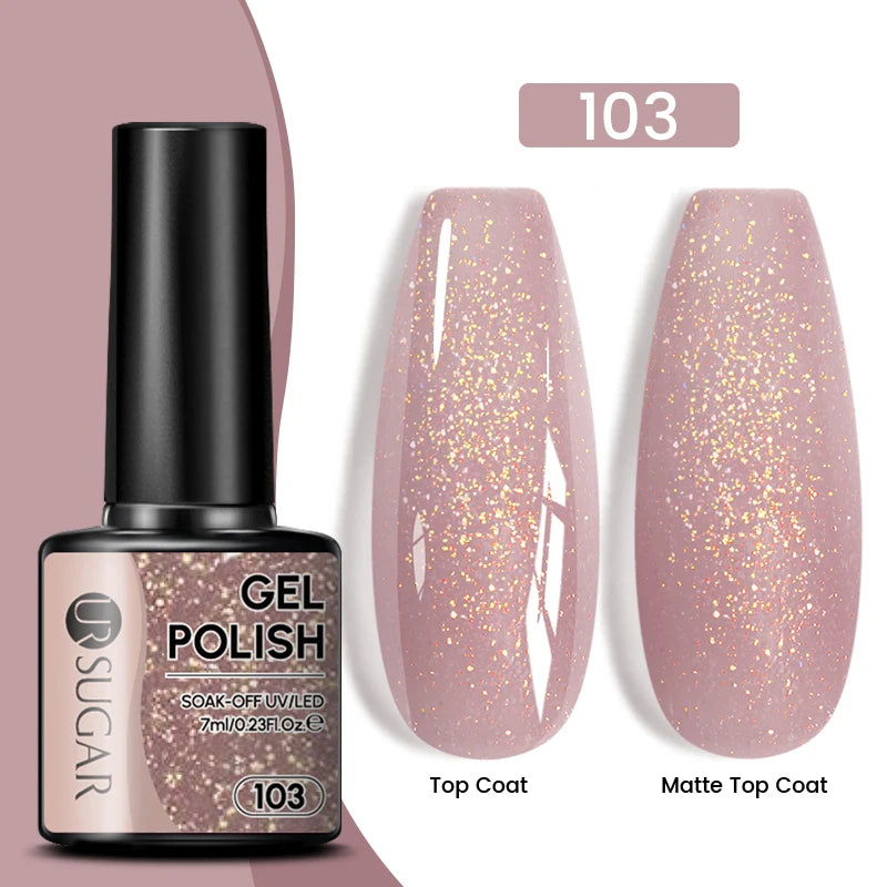 UR SUGAR 7.5ml Reflective Magnetic Gel Nail Polish Glitter Silver Pink Magnet Gel Soak Off UV LED Nail Manicure Varnish UV Gel