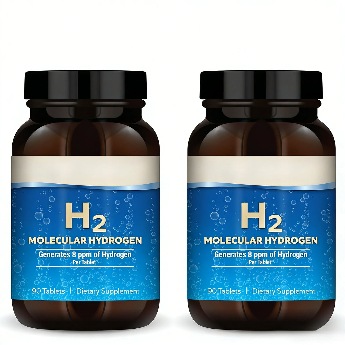 Molecular Hydrogen H2 Tablets with Elemental Magnesium, Generates 8 PPM, 90 Tablets, GMO-Free General Wellness Supplement