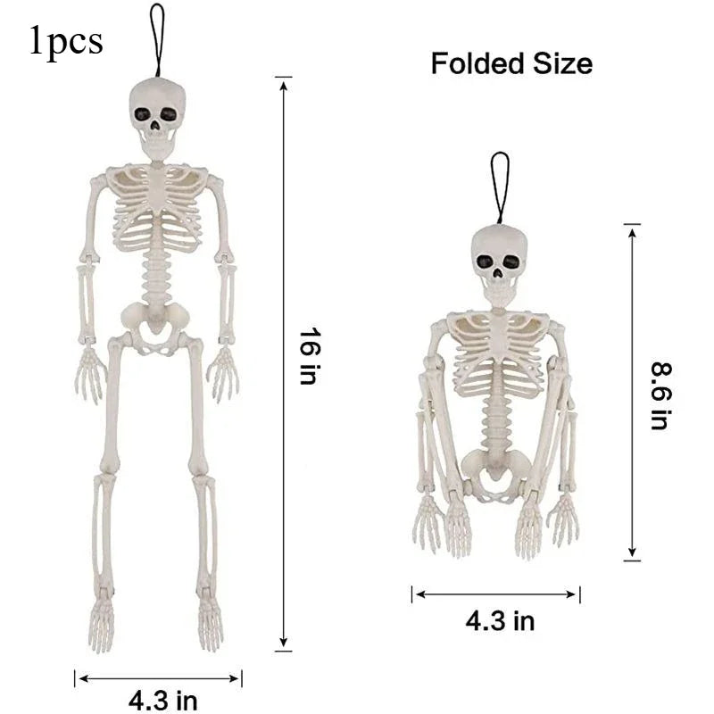 1PC Posable Human Skeleton Model Halloween Decor Hanging Ghost Haunted House Home Ornament Scary Party DIY Decoration Supplies ﻿