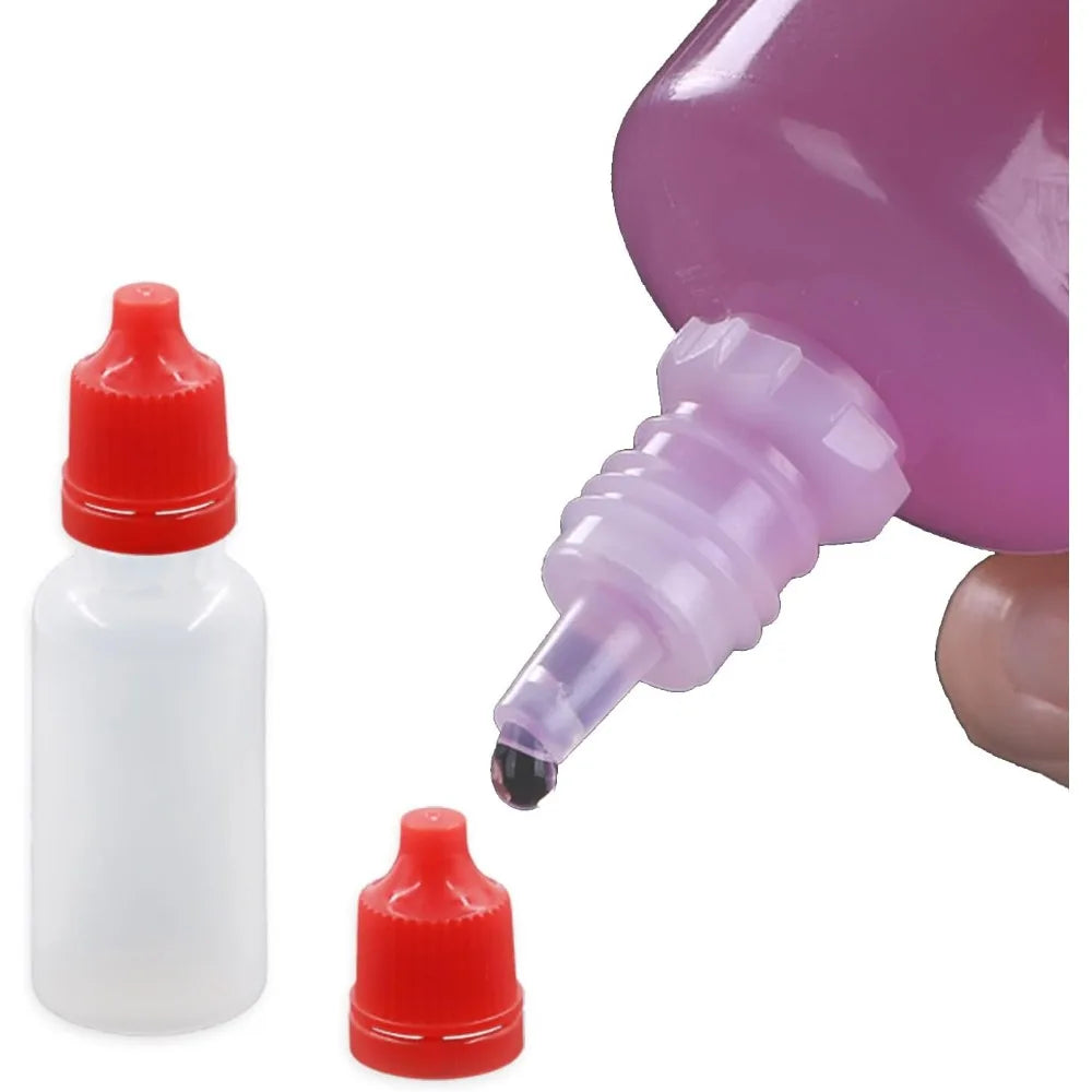 100PCS 3/5/10/15/20/30/50ml Wholesale Eye Drop Refillable Bottle with Colorful Cap Squeezable Dropper Bottle Liquid Containers