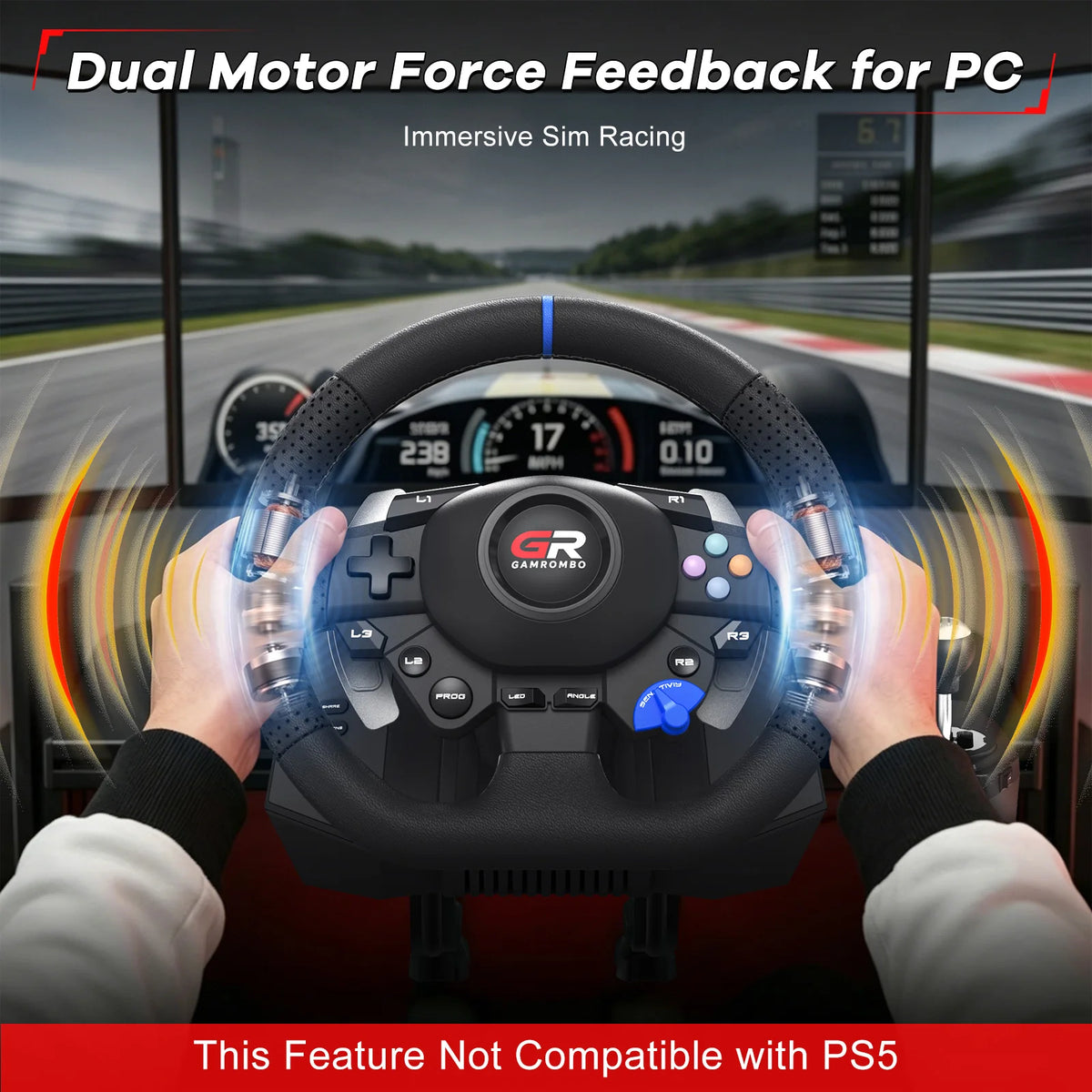 F127 Gaming Steering Wheel For PS5/PS4/PC 270°/900° RGB Racing Wheel Volante Hall 3-Pedal and Gear Lever Set