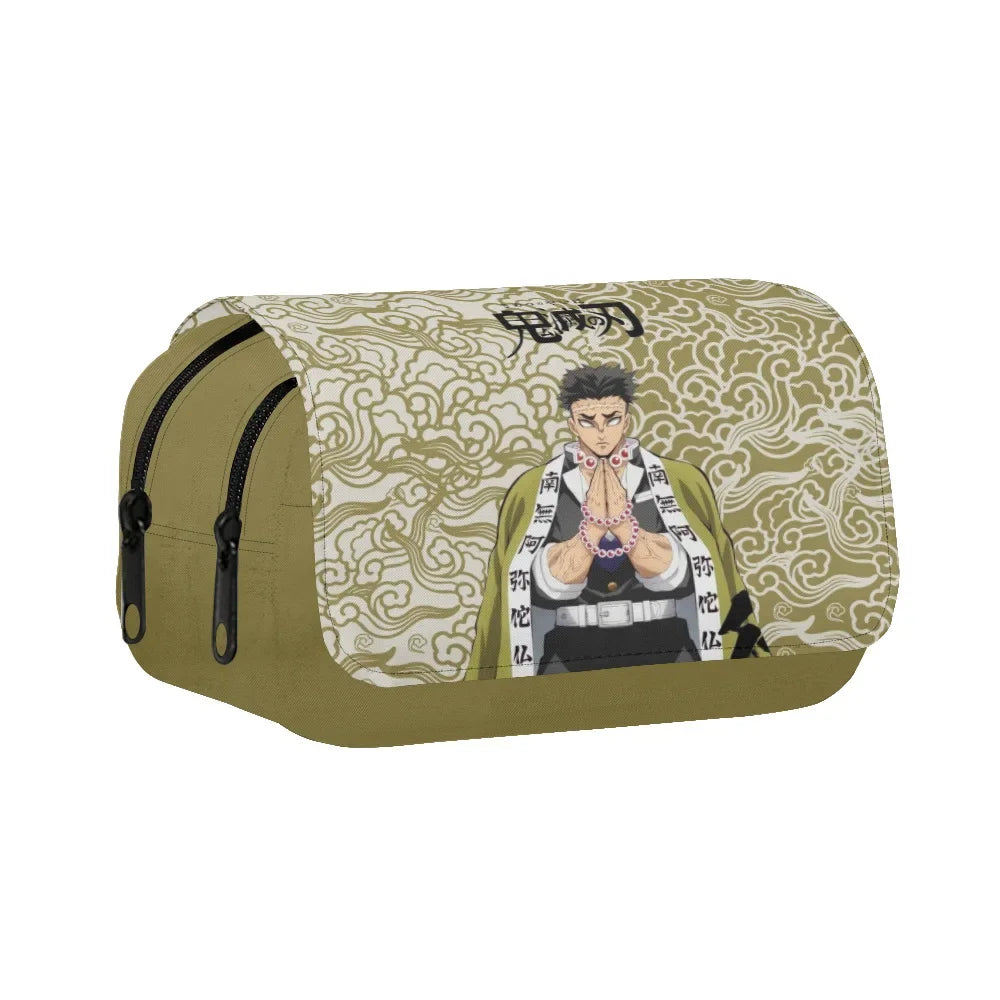 New Anime Peripheral Demon Slayer 3D School Backpack Lunch Bag Pencil Case 3-Piece Set Printed Holiday Gift for Students Gift