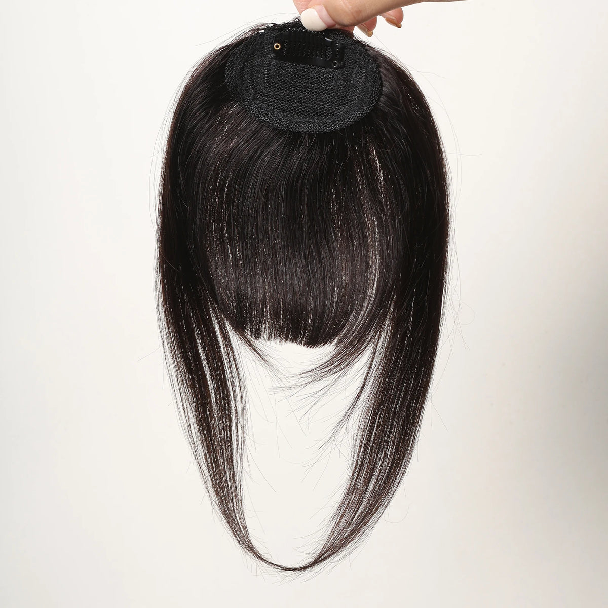 100% Remy Human Hair Fringe Bangs Clips in Natural Black Human Hair 3D Fringe Bangs Hairpieces for Women with Thinning Hair