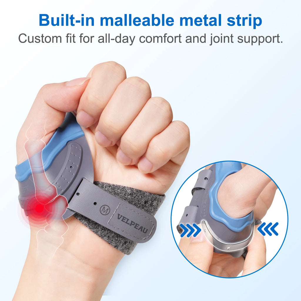 VELPEAU CMC Thumb Brace with Shape-memory Restriction Splint, Thumb CMC Joint Stabilizer for Thumb Basal Arthritis Pain