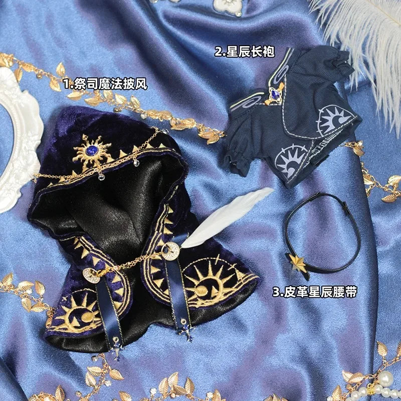 10cm Cotton Doll Clothes Witch Black Meow For The Monsters Labubu 1.0 2.0 3.0 Kawaii Cosplay Clothes Cool Christmas Doll Gift