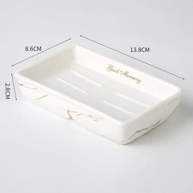 Light Luxury Soap Holder Ceramic Rectangle Household Bathroom Accessories Soap Dish Holders Restroom Organizer Kitchen Storage
