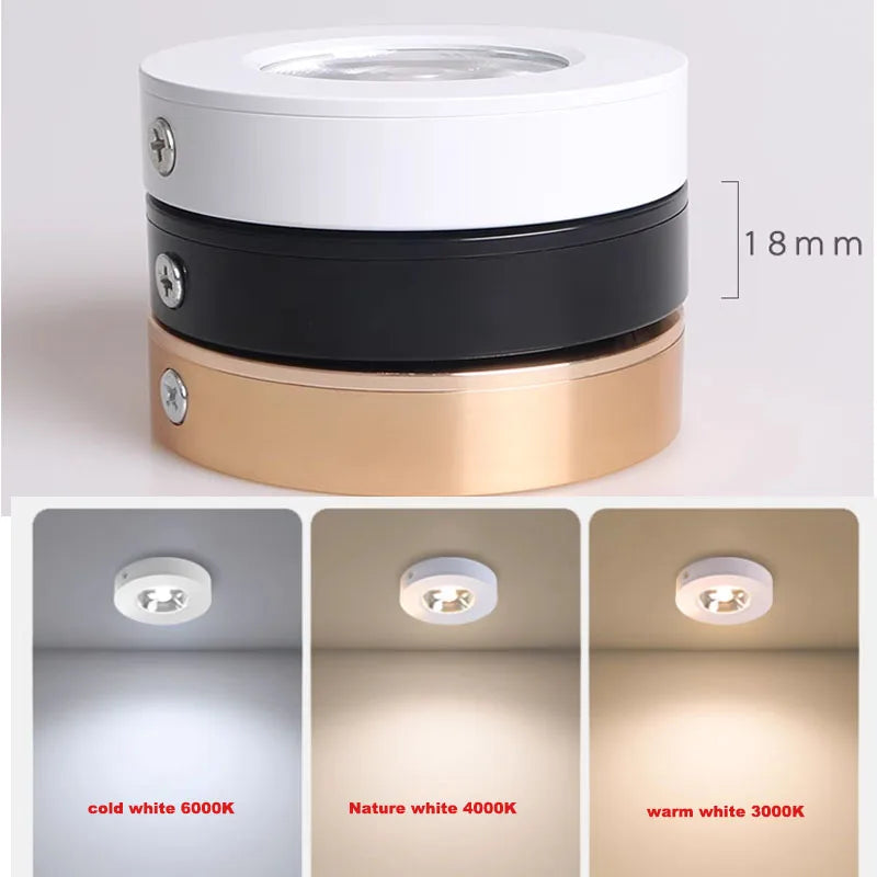 Spotlight Surface Mount 15W 7W 10W LED Downlight Ceiling Ultra-Thin Cob Led Spotlight 220V Indoor Cabinet Slim Lamp Display