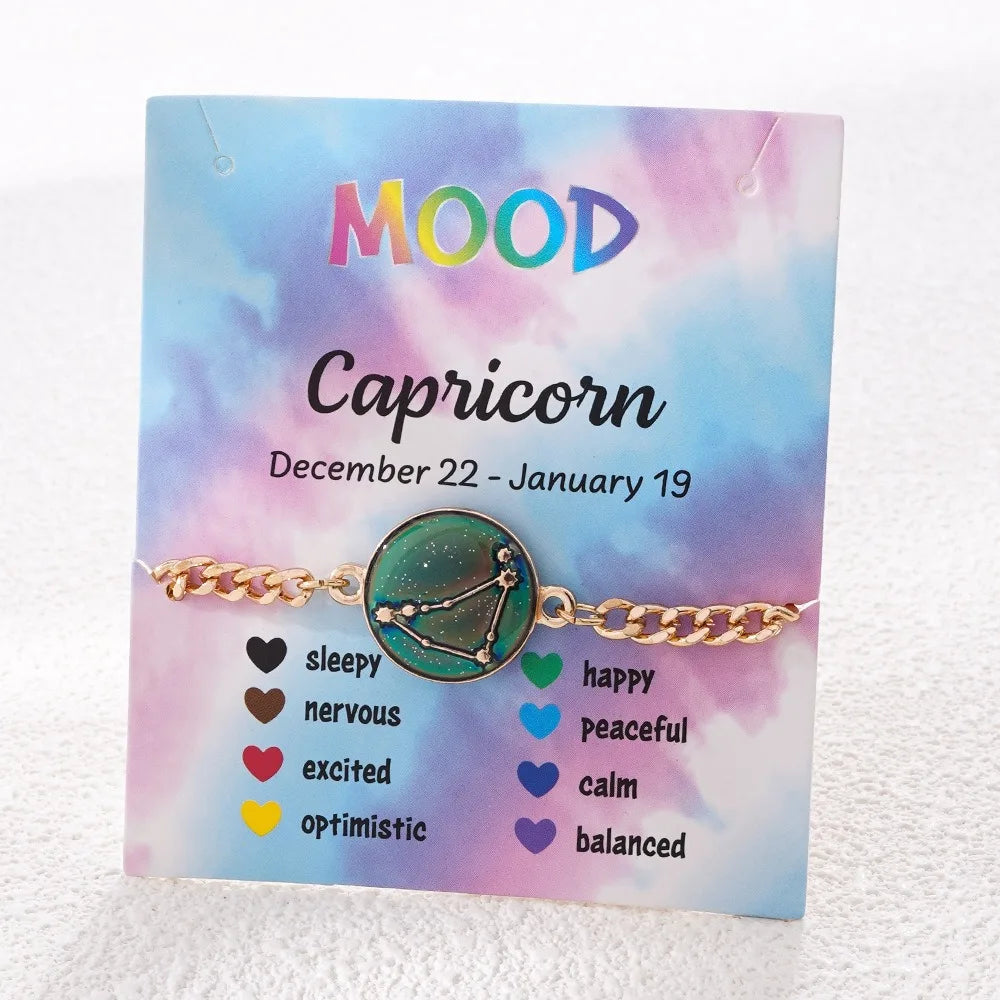 Zodiac Bracelet for Women 12 Constellation Sign Bracelet Color Changing Bracelet Temperature Sensing Mood Jewelry