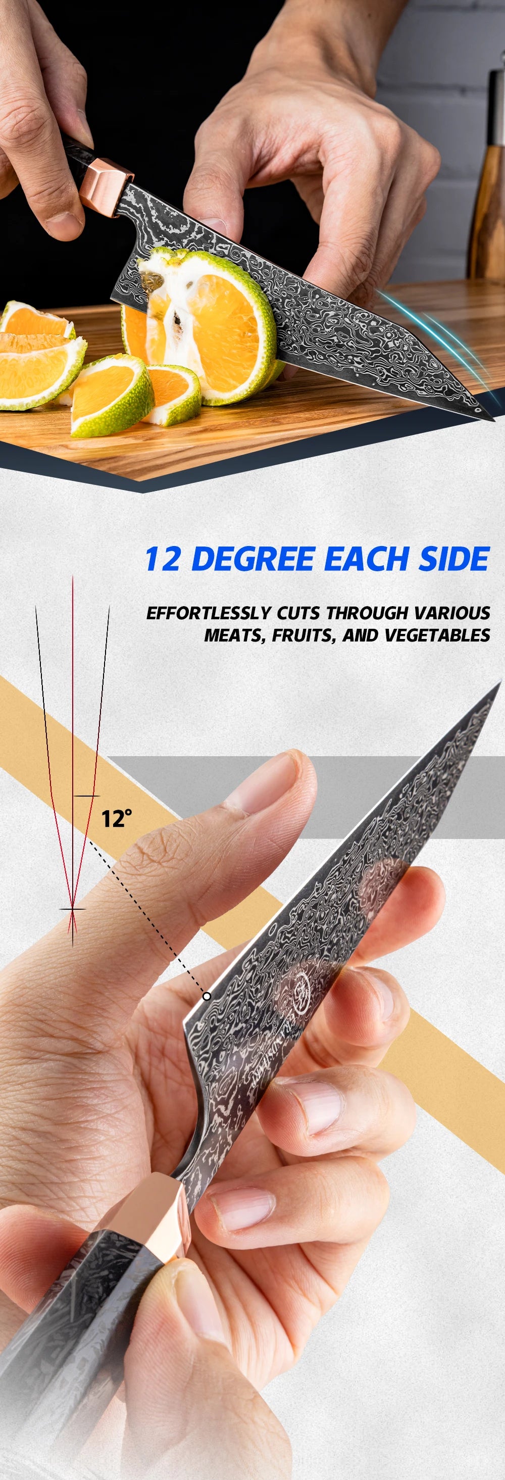 Grandsharp 5.4 Inch Bunka Knife 67 layers Damascus Steel Sharp Blade Kitchen Tool Cook Knives Meat Slicer Cooking Cutter