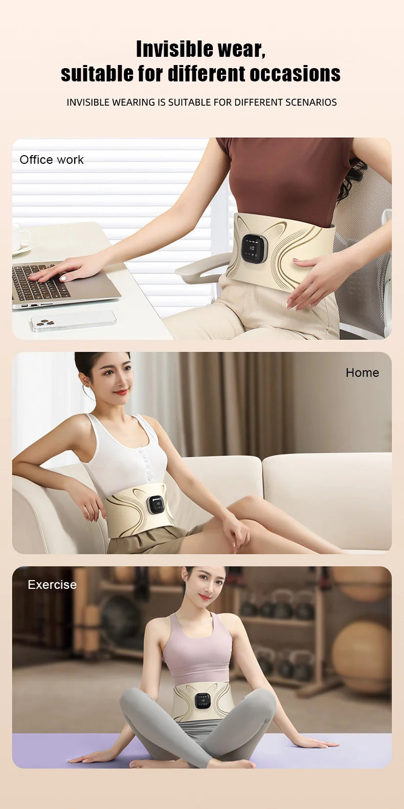 New Electric Abdominal Massager with 4 Temperature Settings and Pulse Massage Function for Fat Burning and Weight Loss Vibrator
