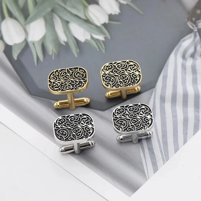 Luxury Men's Cufflinks High Quality Square Round Maple Leaf Cufflinks for Men Fashion Shirt Cufflinks Party Wedding Decorations
