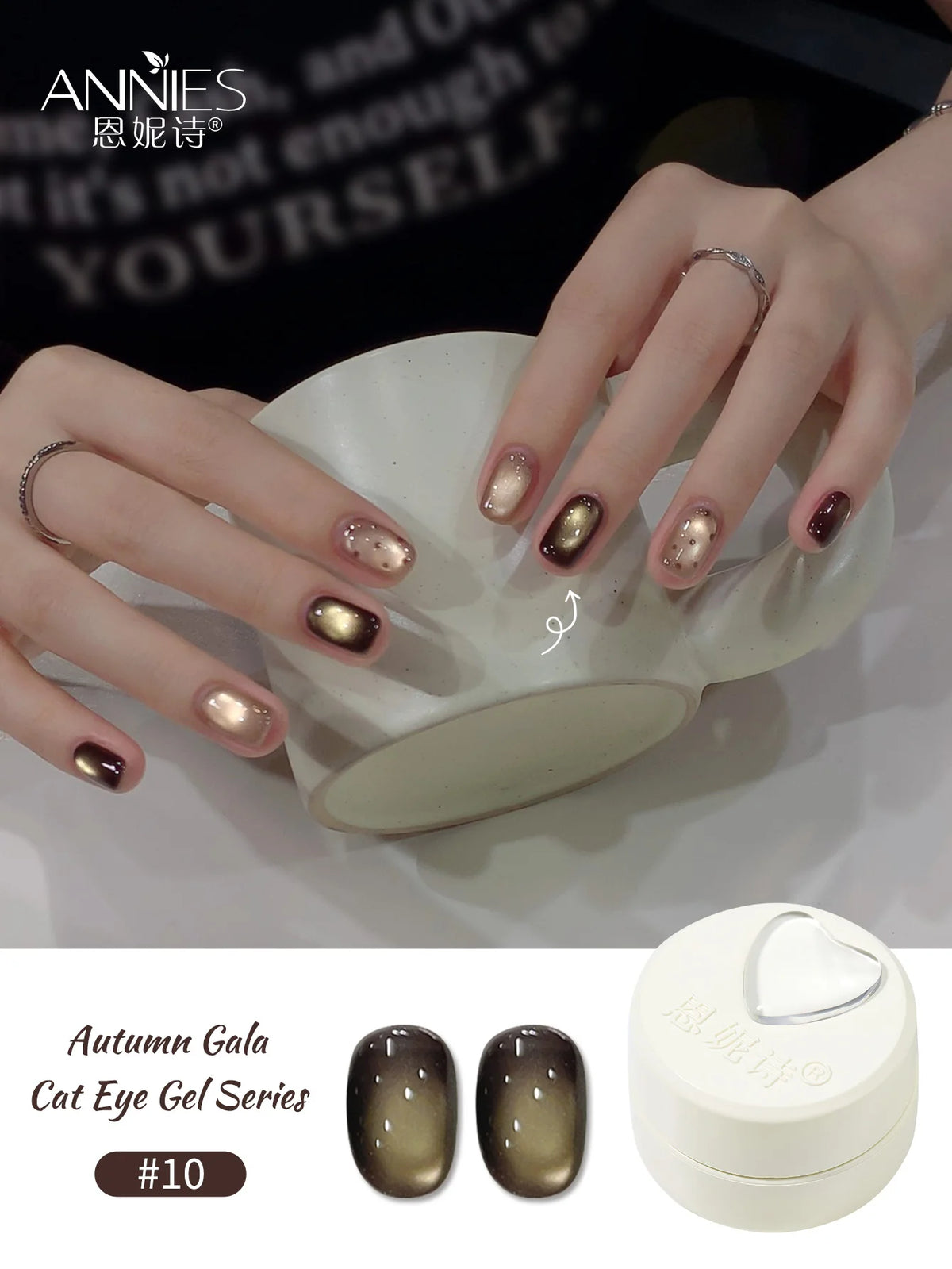 10 Colors Luxury Coffee Brown Cat's Eye Nail Gel Polish Set with Soak Off UV LED Cat Eye Gel Polish Manicure Nail Art Kit