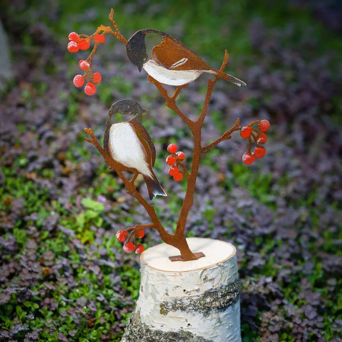 1Pc Iron Art Bird and Berry Painted Decoration, Hangable Art Piece |   Fence Decoration |   Railing Decoration |   Gardening Art |   Gardening Gifts, DIY Foldable Design.