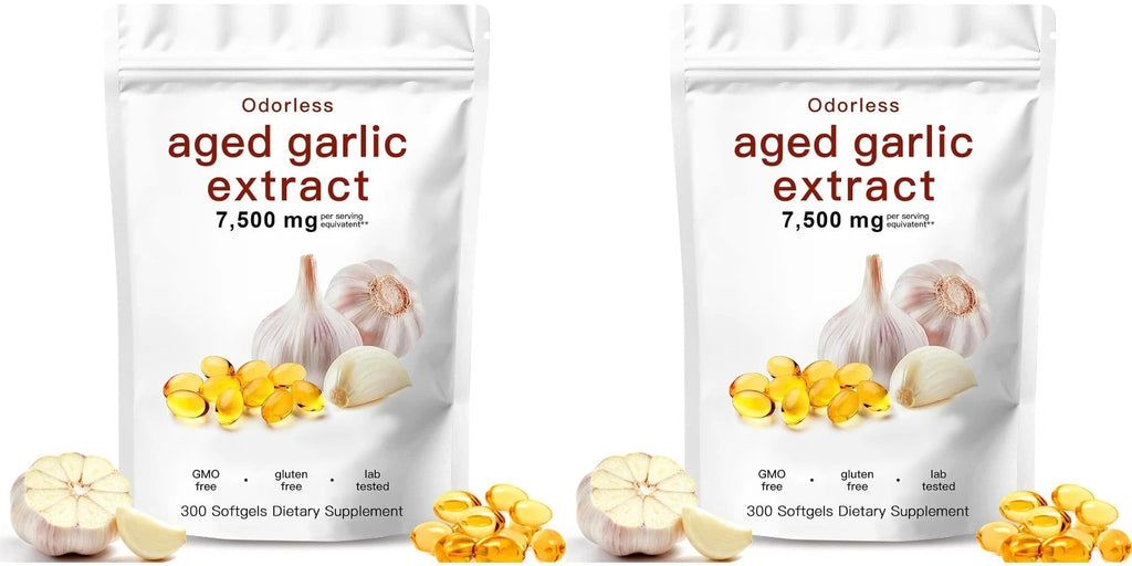 Aged Garlic Extract 300 Count Odorless Organic Capsules Supplement for Immune Support Vegetarian Non-GMO All-Natural Softgels