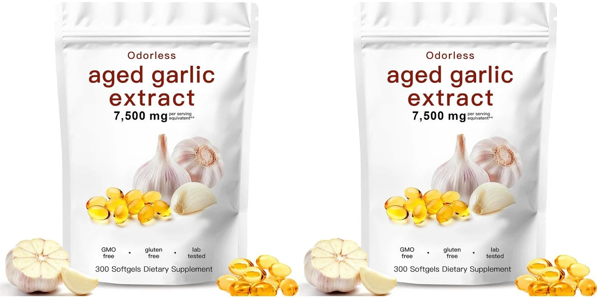 Aged Garlic Extract 300 Count Odorless Organic Capsules Supplement for Immune Support Vegetarian Non-GMO All-Natural Softgels