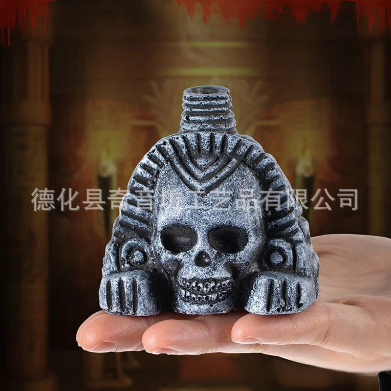 1PC Aztec Death Whistle Skull Head, Eerie Screaming Noise Maker for Party Prank or Halloween Gift of Resin Craft Toy