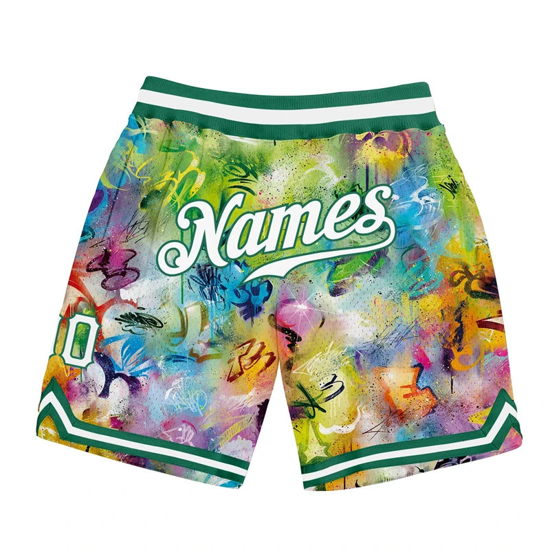 Fashion Graffiti Graphic Basketball Shorts For Men Summer Trend Custom Name Number Sports Short Pants Casual Loose Swim Trunks